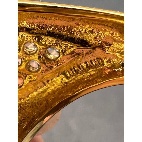 Lab blue spinel and CZ 18k rolled gold ring size 7 - Picture 12 of 16